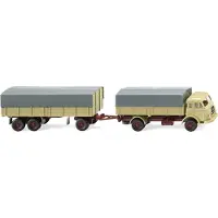 Wiking 0417 02 H0 Henschel Pritschenhängerzug Henschel grünbeige