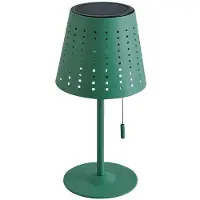 LINDBY LED-Solar-Tischleuchte Hilario, grün, Eisen, Akku