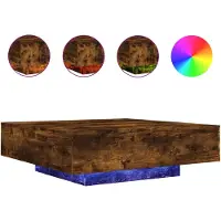 vidaXL Couchtisch mit LED-Leuchten Räuchereiche 100x100x31 cm