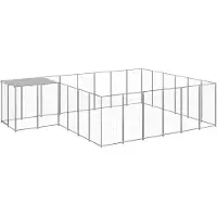 vidaXL Hundezwinger Silbern 12,1 m² Stahl