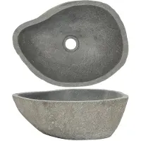 vidaXL Waschbecken Flussstein Oval (37-46)x(29-36) cm