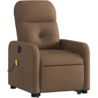 vidaXL Elektrischer Massagesessel mit Aufstehhilfe Braun Stoff