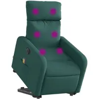 vidaXL Elektrischer Massagesessel mit Aufstehhilfe Dunkelgrün Stoff