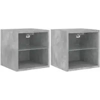 vidaXL TV-Wandschränke mit LED-Leuchten 2 Stk. Betongrau 30x28,5x30 cm