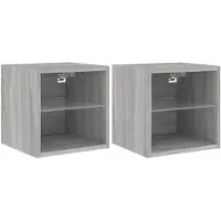 vidaXL TV-Wandschränke mit LED-Leuchten 2 Stk. Grau Sonoma
