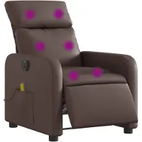 vidaXL Massagesessel Elektrisch Braun Kunstleder