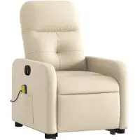 vidaXL Elektrischer Massagesessel mit Aufstehhilfe Creme Stoff