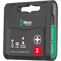 Wera Bitsatz IMPAKTOR Diamond PH 2, Aufbew. Slimcase, 15-teilig, B 68 x T 75 x H 20 mm