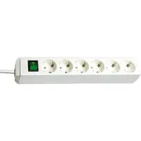 Brennenstuhl Eco-Line Steckdosenleiste mit Schalter 6-fach weiß 3m H05VV-F 3G1,5, 1159520400
