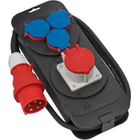 Brennenstuhl 1151600020, 2 m, Drinnen/Draußen, IP44, Kunststoff, Schwarz, Blau, Rot, 4 AC-Ausgänge