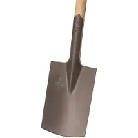 Idealspaten-bredt Bauspaten Gärtner Form gestrahltes Blatt ohne Tritt Eschen-T-Stiel 85 cm