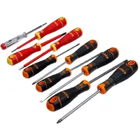 Bahco Slotted-phillips-pozidriv-torxfit With Rubber Handle Schraubendreher-set 10 Einheiten