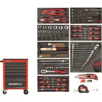 Gedore red R21560001 Werkzeugsatz im Werkstattwagen MECHANIC rot 119-teilig, 3301667