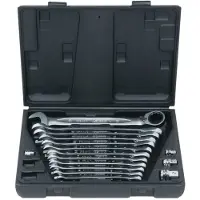 Ks Tools GEARplus Ratschenringmaulschlüssel-Satz, umschaltbar,16-tlg