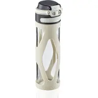 Leifheit Glas Flip Trinkflasche, 600 ml 3255 , Farbe: silber