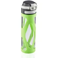 Leifheit Glas Flip Trinkflasche, 600 ml 3260 , Farbe: kiwi