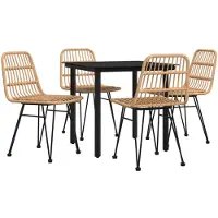 vidaXL 5-tlg. Garten-Essgruppe Poly Rattan