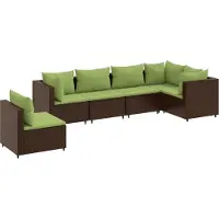 vidaXL 6-tlg. Garten-Lounge-Set mit Kissen Braun Poly Rattan