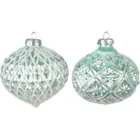 Clayre & Eef 2er-Set: Christbaumkugeln in Türkis - Ø 10 cm - onesize