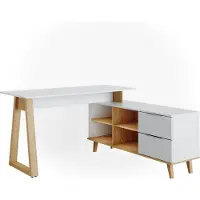 Vicco Schreibtisch Nautica Weiß 138 x 60 cm mit Schubladen XXL, Model 35961