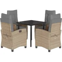 vidaXL 5-tlg. Garten-Essgruppe mit Kissen Beigemischung Poly Rattan