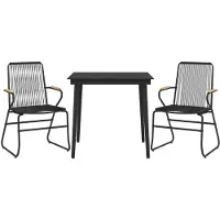 vidaXL 3-tlg. Garten-Essgruppe Schwarz PVC Rattan