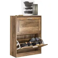 SoBuy Schuhschrank - Holz - 2 Klappen - 60x79x23cm
