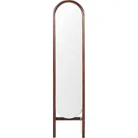 Beliani Standspiegel Dunkelbraun Paulowniaholz 30 x 150 cm mit Rahmen Oval Klappbar Rustikal Ganzkörper für Ecke Schlafzimmer Garderobe Bad Wohnzimmer