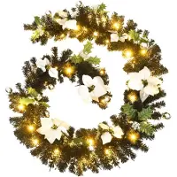 vidaXL Weihnachtsgirlande mit LED-Lichtern Schwarz 2,7 m PVC
