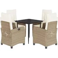 vidaXL 5-tlg. Garten-Essgruppe mit Kissen Beige Poly Rattan