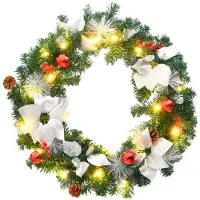 vidaXL Weihnachtskranz mit LED-Leuchten Grün 60 cm PVC