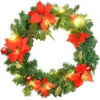 vidaXL Weihnachtskranz mit LED-Leuchten Grün 60 cm PVC