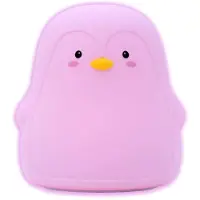 Intirilife Nachtlicht für Kinder mit 7 Farben - Rosa Pinguin - 11.5 x 11 x 13 cm - Süße Nachtleuchte Deko aus Silikon Aufladbar mit Kabel Nachtlampe Geschenk