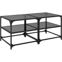 vidaXL Couchtische mit Glasplatten 2 Stk. Schwarz 50x50x45 cm Stahl