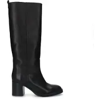 Manfield Schwarze Lederstiefel mit Absatz | Größe 39