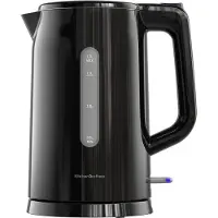 Kitchenbrothers Wasserkocher - Elektrisch - 1,7L - Doppelwandig - Cool-Touch - Mit Kalkfilter - Schwarz