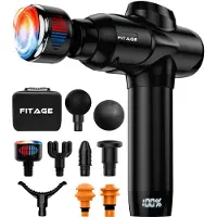 FITAGE Massagepistole Heiß & Kalt - 8 Aufsätze - 20 Positionen - Schwarz