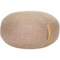 Hubsch Puff brauner Wolle mit Ledergriff