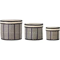 Bloomingville Blooming Ville Islim Korb Mit Deckel | Schwarz | Palm Blatt | 82050352