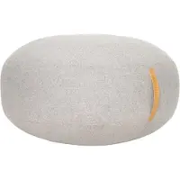 Hubsch Pouf graue Wolle mit Ledergriff