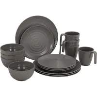 Bo Camp Bo-Camp 16-tlg. Geschirrset Stone Melamin Grau