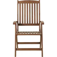 Beliani Gartenstuhl Dunkelbraun Akazienholz Vertsellbar Klappbar mit Armlehnen Lamellen-Optik Rustikal Außenbereich Terrasse Ausstattung Sitzmöbel