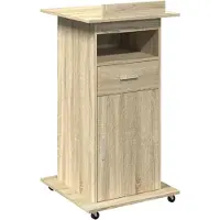 vidaXL Rednerpult mit Rollen & Schublade Sonoma-Eiche 55x55x107 cm