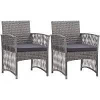 vidaXL Gartensessel mit Sitzkissen 2 Stk. Anthrazit Poly Rattan