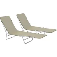 vidaXL Klappliegen 2 Stk. Stahl und Stoff Taupe