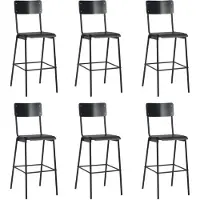 vidaXL Barhocker 6 Stk. Schwarz Massives Sperrholz Stahl