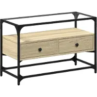 vidaXL TV-Schrank mit Glasplatte Sonoma-Eiche 80x35x51cm Holzwerkstoff