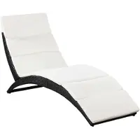 vidaXL Klappbare Sonnenliege mit Auflage Poly Rattan Schwarz