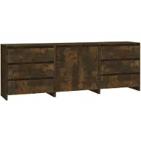 vidaXL 3-tlg. Sideboard Räuchereiche Holzwerkstoff