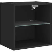 vidaXL Wand-Nachttisch mit LED-Leuchten Schwarz